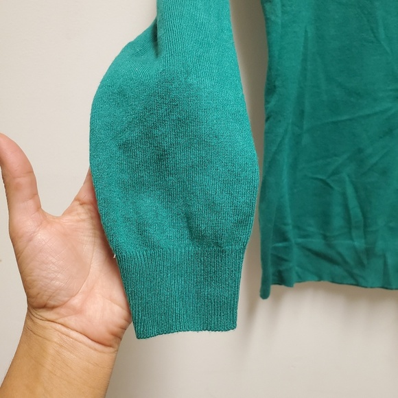 Gold Sequin Green Crewneck Sweater S - Picture 4 of 5